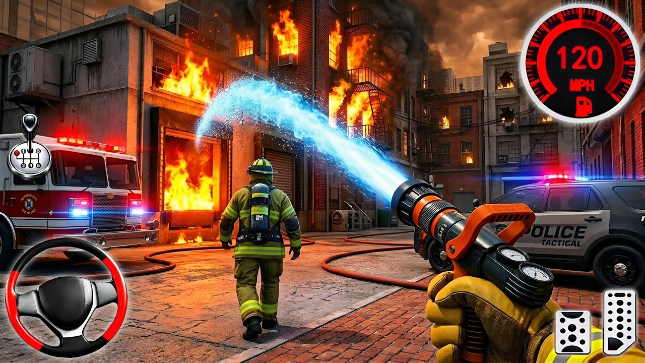 Fire Truck City Rescue Simulator - 911 US Emergency Fire Truck Driving 3D 2025 - Android Gameplay