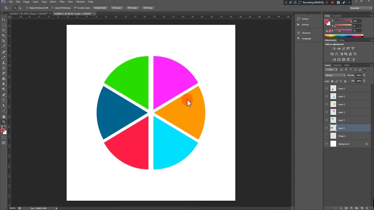 Divide Circle in Equal Parts - Photoshop CS6