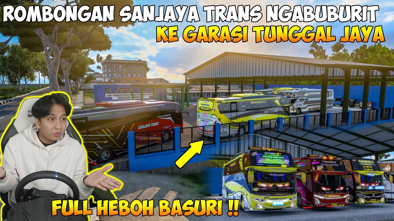 ROMBONGAN SANJAYA TRANS NGABUBURIT DI GARASI TUNGGAL JAYA !! FULL RAME PENUH BASURI