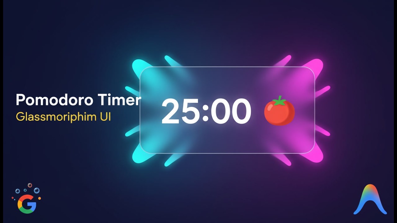 I built a Glassmorphic Pomodoro Timer web app using Google Antigravity and Gemini