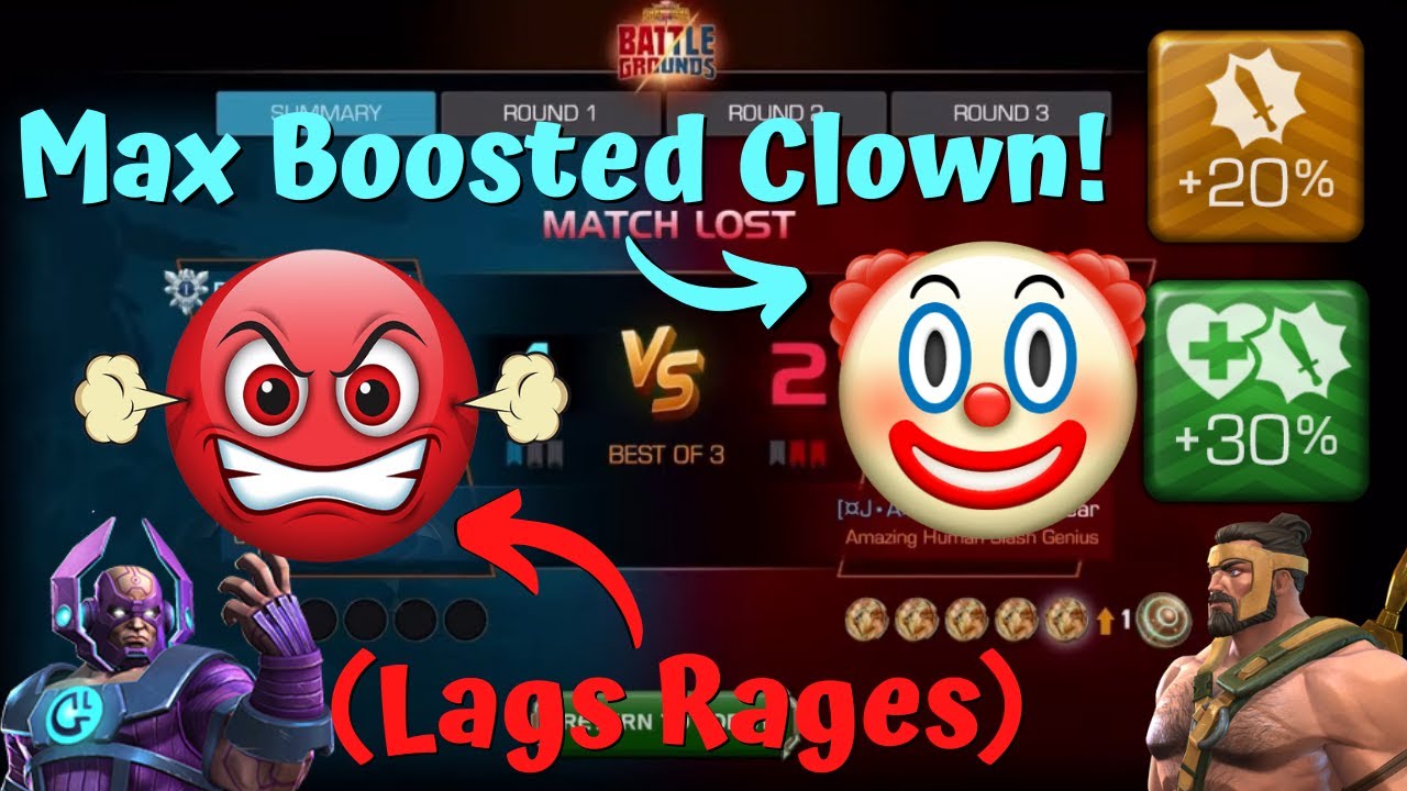 (RAGE WARNING) Facing Max Boosted Clown In Battlegrounds! Diamond 1! - Marvel Contest of Champions