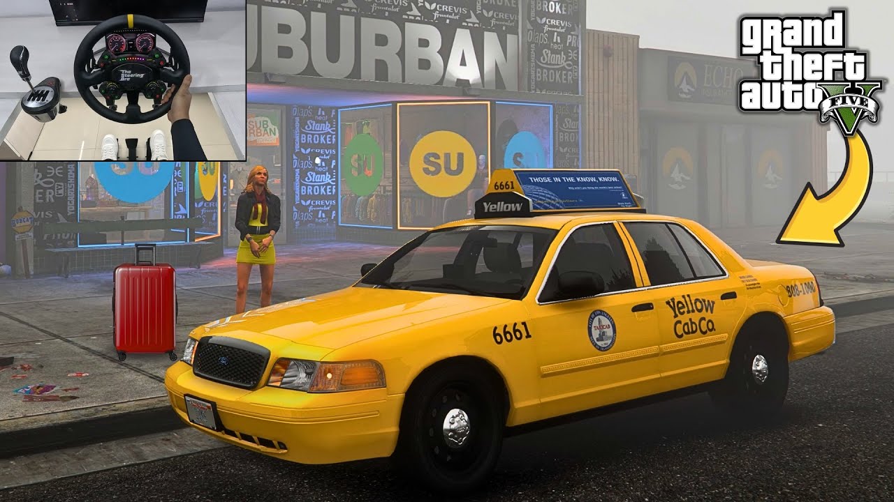 GTA 5 - The Most Realistic Yellow Taxi Shift in Los Santos | Steering Wheel Gameplay