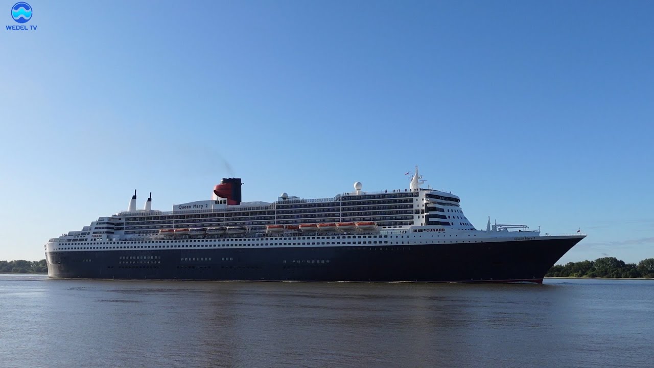 Queen Mary 2 passiert Willkomm Höft (Wedel)