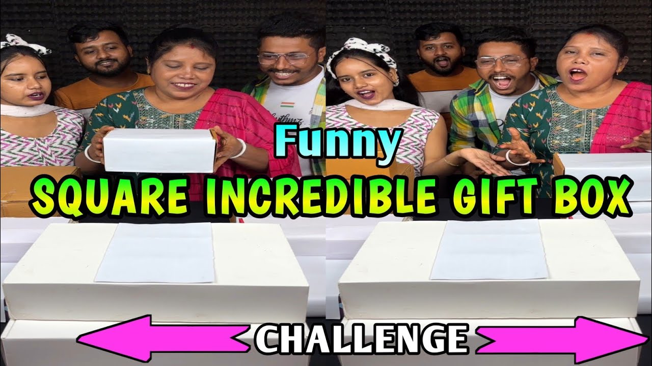 EXCLUSIVE Square Incredible Gift Box Funny Challenge With Family