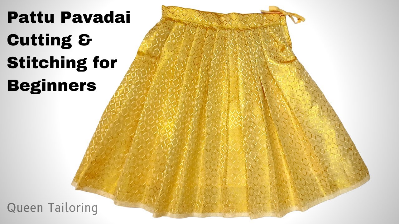 Basic Pattu Pavadai Cutting & Stitching for Beginners - For 2 to 3 Years - Skirt Stitching in Tamil