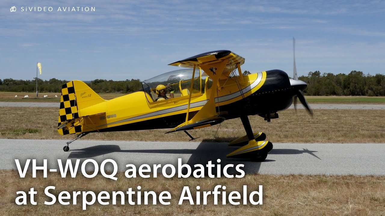 Private (VH–WOQ) Pitts Model 12 aerobatic display at Serpentine Airfield (YSEN).