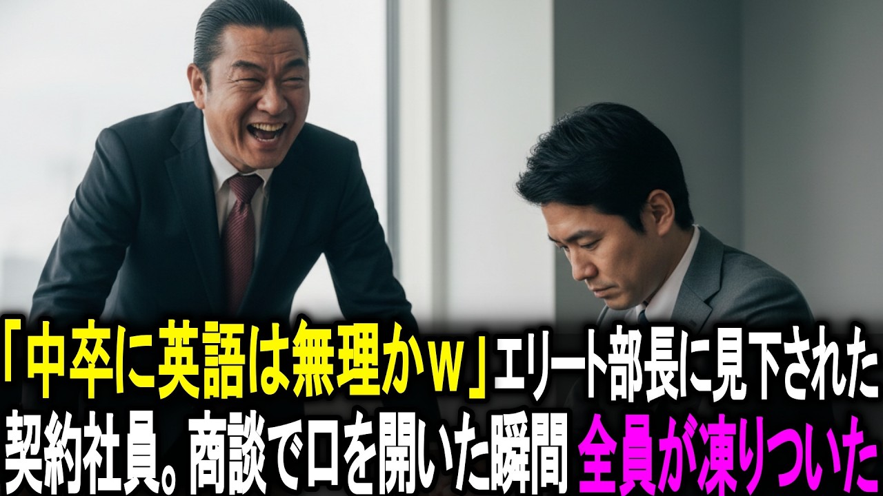 「中卒じゃ英語喋れるわけないかｗ」エリート部長に見下された契約社員。海外の商談相手に話しかけた瞬間、全員が凍りついた。