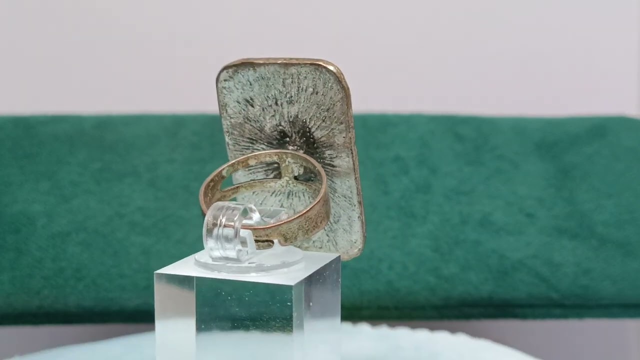 814 Велика етно-каблучка з орнаментом, масивна, регульована, вінтажний стиль, біжутерія