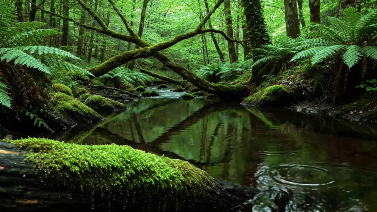 Calming Forest Ambience 🌿 River Flowing Birds Chirping in Hidden Forest Ambience for Rest, Medicine