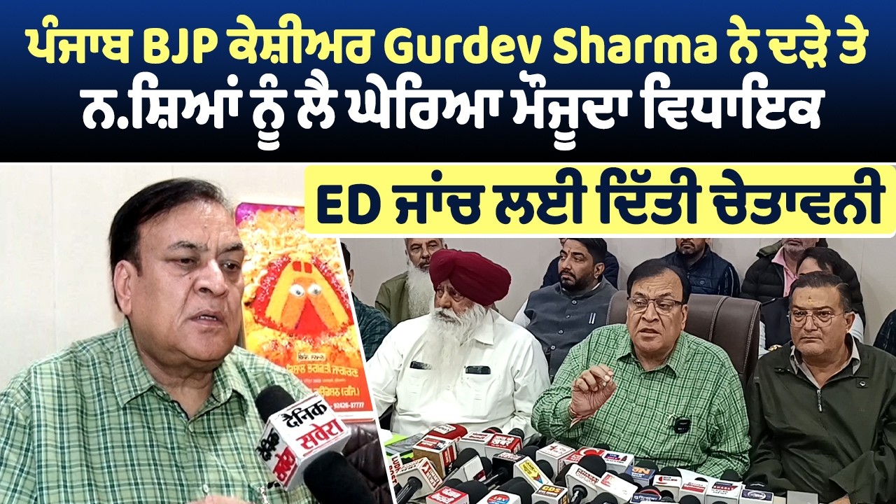 ਪੰਜਾਬ BJP ਕੇਸ਼ੀਅਰ Gurdev Sharma ਨੇ ਦੜੇ ਤੇ ਨਸ਼ਿਆਂ ਨੂੰ ਲੈ ਘੇਰਿਆ ਮੌਜੂਦਾ ਵਿਧਾਇਕ,ED ਜਾਂਚ ਲਈ ਦਿੱਤੀ ਚੇਤਾਵਨੀ