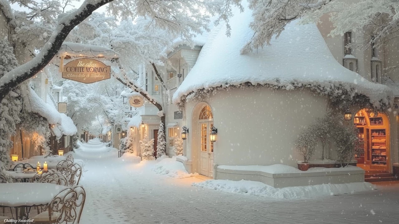 Cozy Winter Jazz Music with Snowfall, Peaceful Night Ambience for Relaxing the Mind