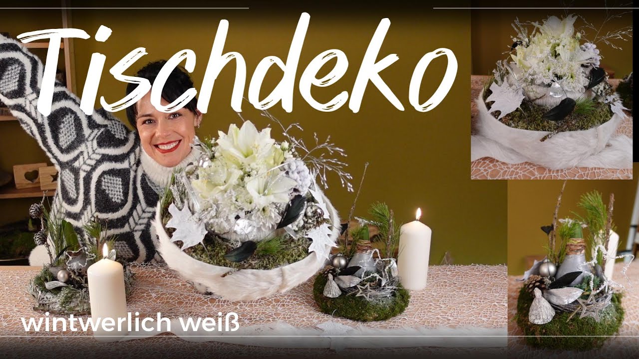 ADVENTSDEKOIDEE für den TISCH/ DIY-IDEE in WEIß-SILBER/ WINTERDEKOIDEE