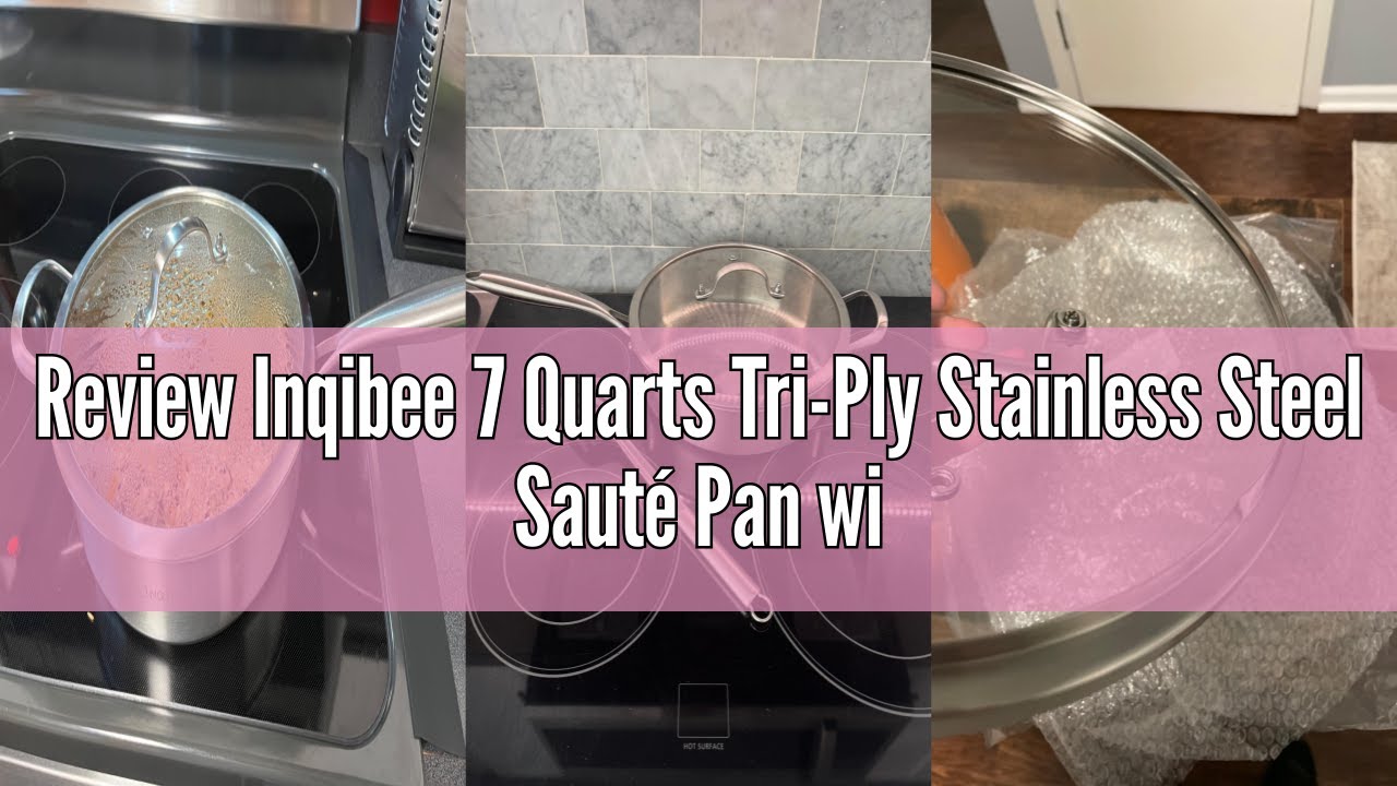 Review Inqibee 7 Quarts Tri-Ply Stainless Steel Saut&eacute; Pan with Lid,12 Inch Induction Deep Frying Pan