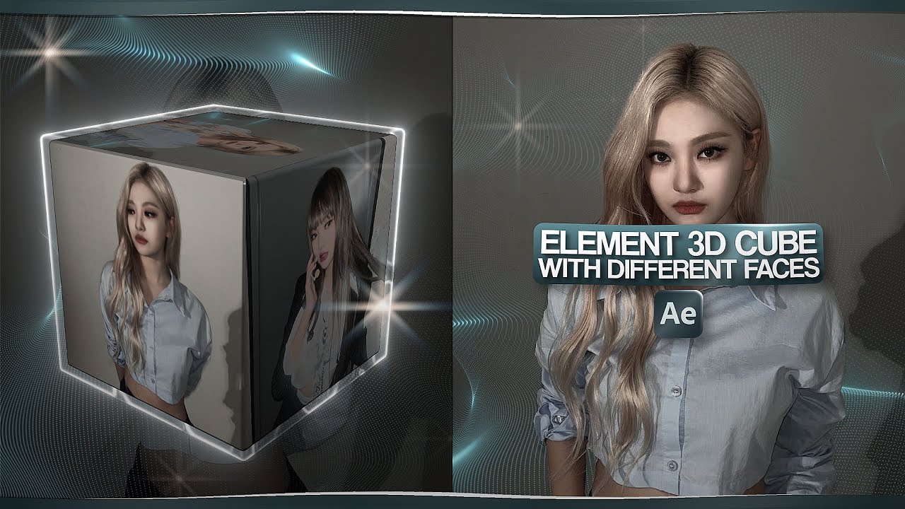 element 3d cube with different faces | after effects