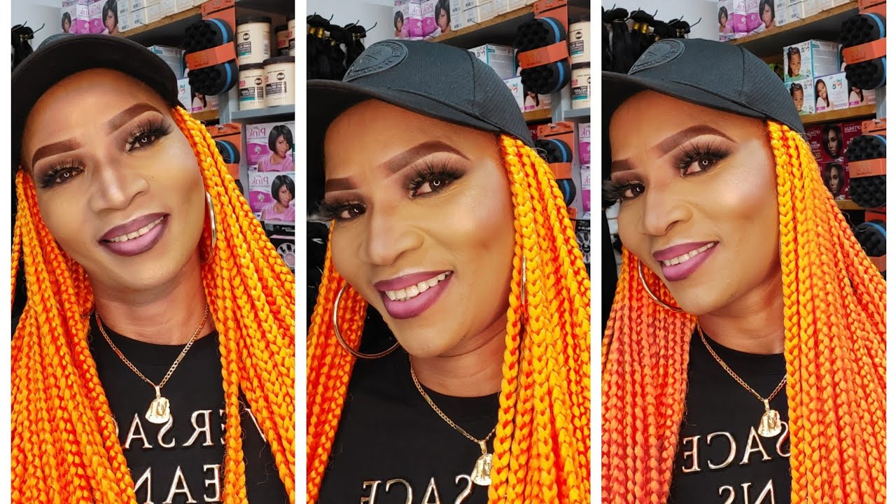 How to do box braids with face cap