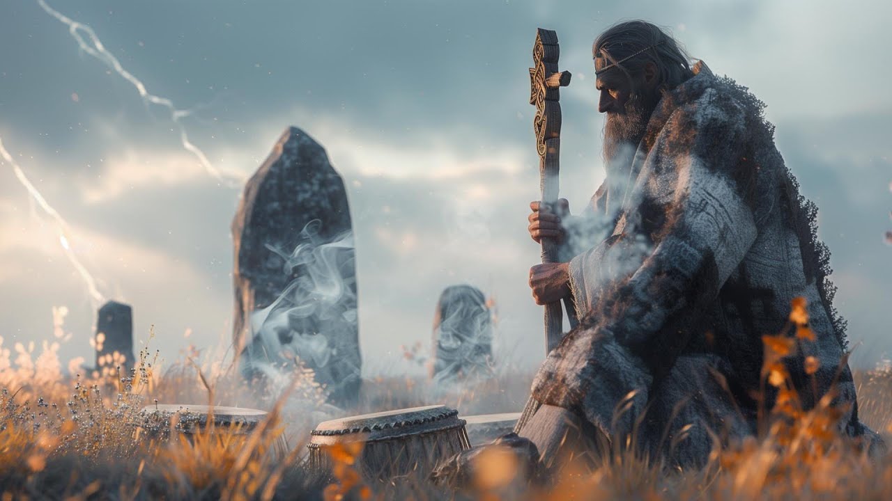 Prayer to Perun | Slavic Ambient Visualizer (Pagan Priest at the Stone Circle)