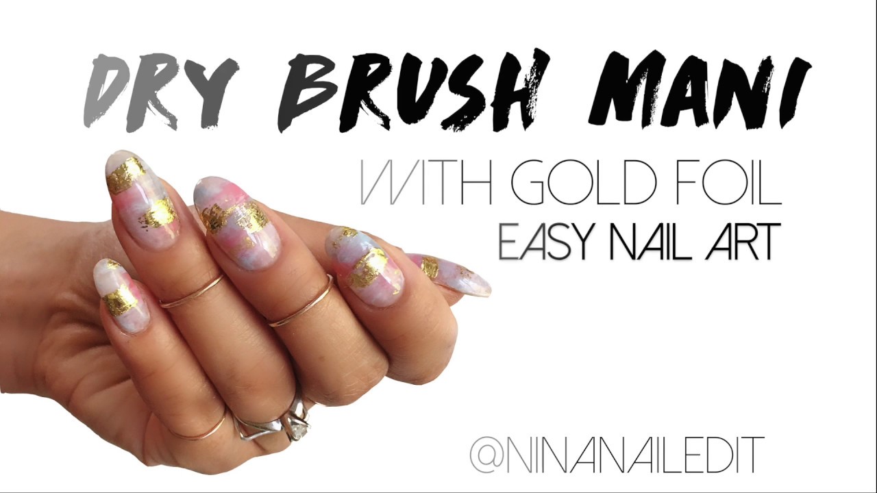 Easy Brushstroke and Gold Nail Art!