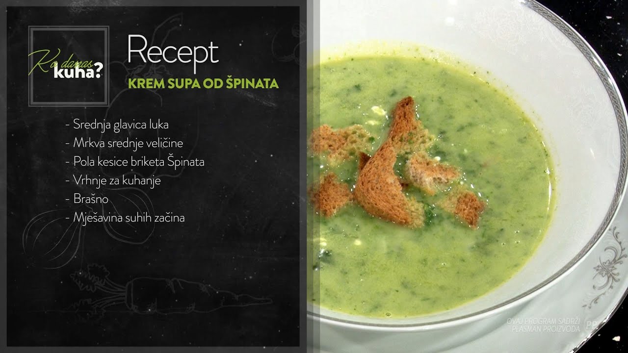 KO DANAS KUHA | Krem supa od špinata | 10-12-2021