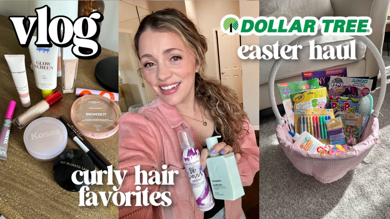 VLOG / Witnessing a birth, Dollar Tree easter basket haul, Products for curly/wavy hair