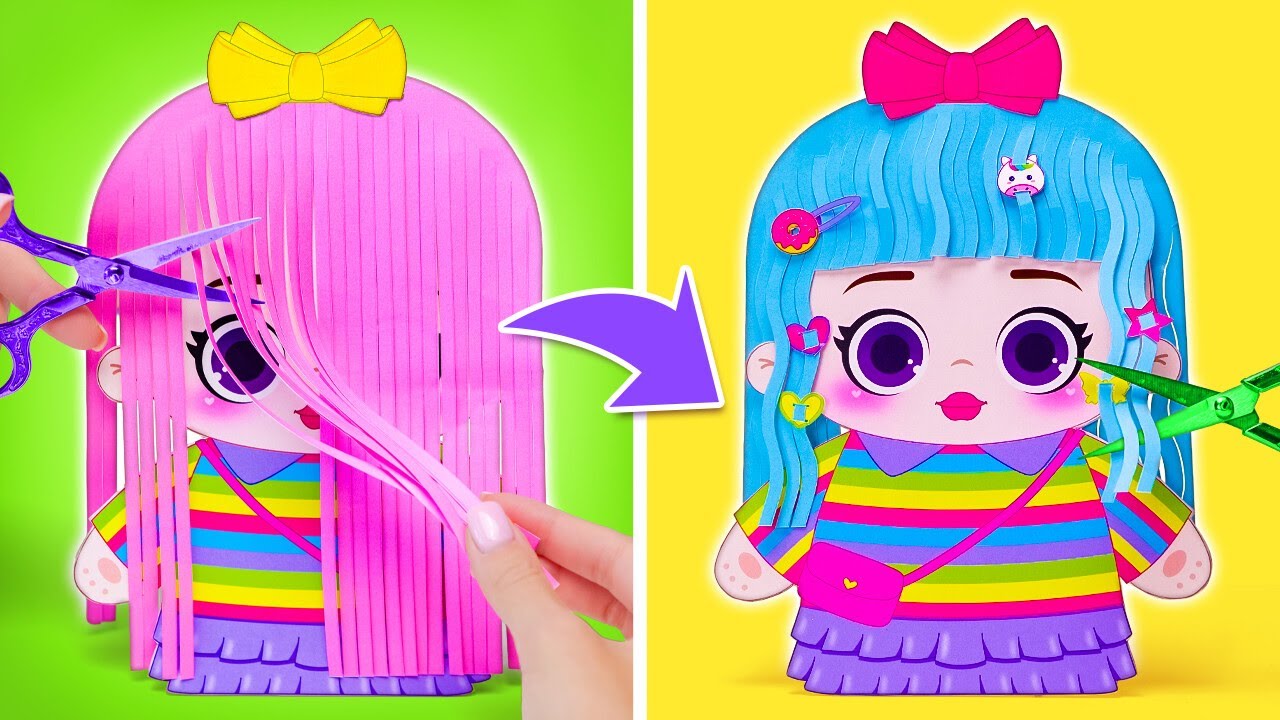 ✂️ DIY-салон для бумажных кукол! Весёлое и стильное преображение 💖💇‍♀️