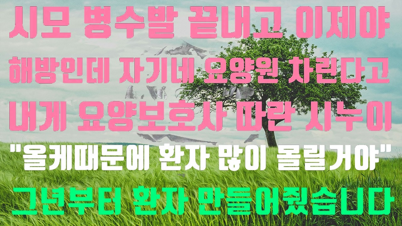 [실화사연]시모 병수발 끝내고 이제야 해방인데 내게 병수발 잘하니 요양보호사 따라는 시누