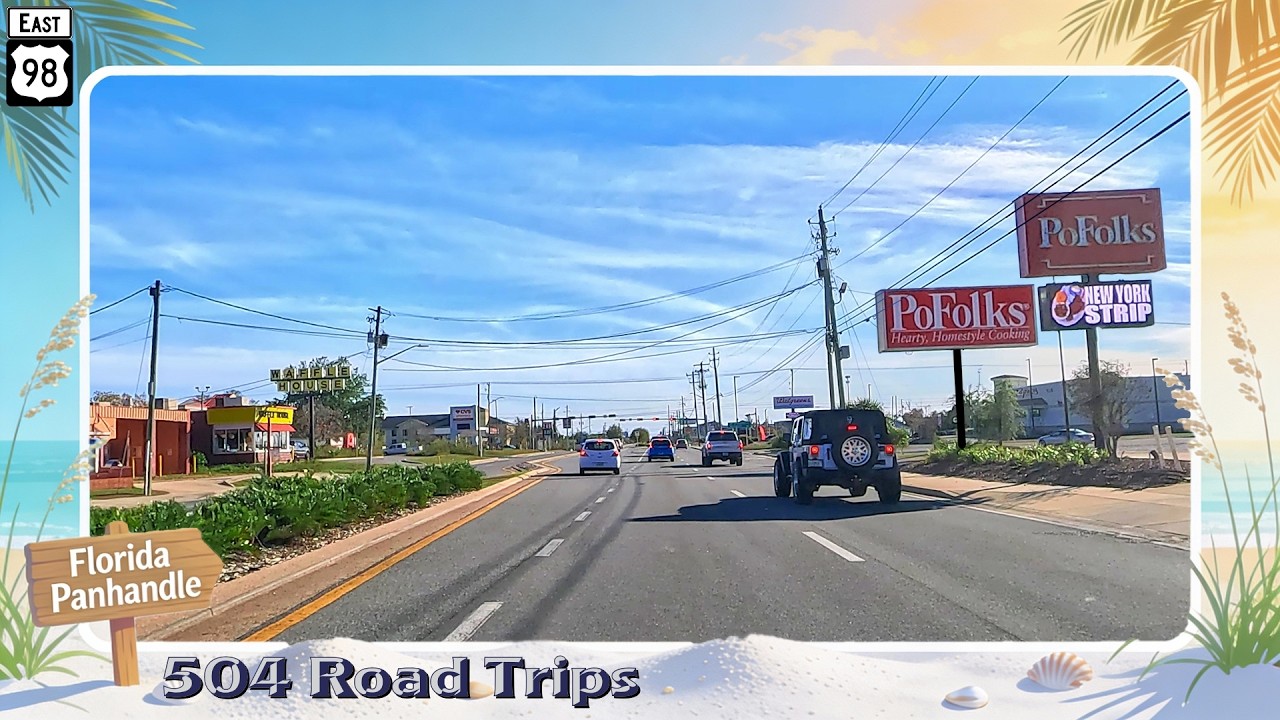 ⁴ᴷ Автопутешествие № 1191 - Шоссе US-98 E - Флорида, мили 117-123,7 | Панама-Сити/Спрингфилд/Калл...