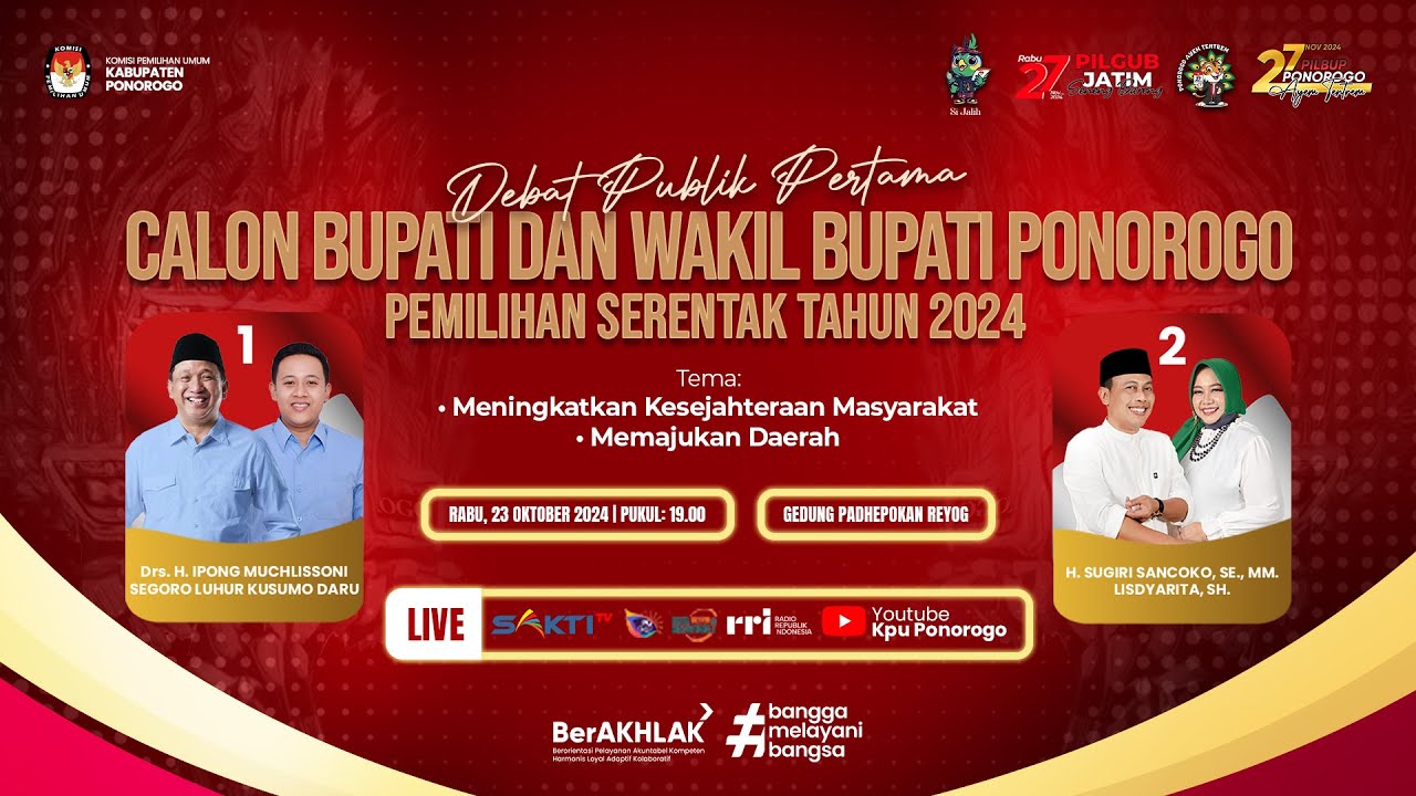 DEBAT PUBLIK PERTAMA CALON BUPATI DAN WAKIL BUPATI PONOROGO TAHUN 2024