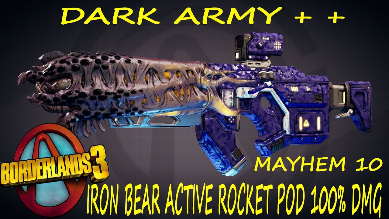 BL3 - LVL 65 - Dark Army - IRON BEAR Active Rocket Pod 100% Dmg   Mayhem 10