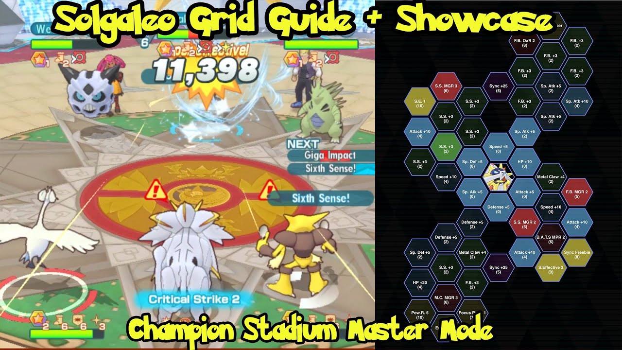Solgaleo Grid Guide + Showcase vs. Lance in Champion Stadium Master Mode in Pok&eacute;mon Masters EX