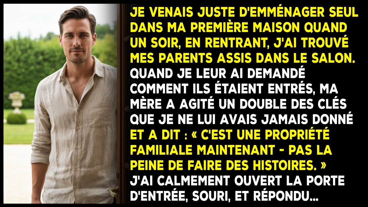 En rentrant dans ma première maison, j'ai trouvé mes parents assis dans le salon.