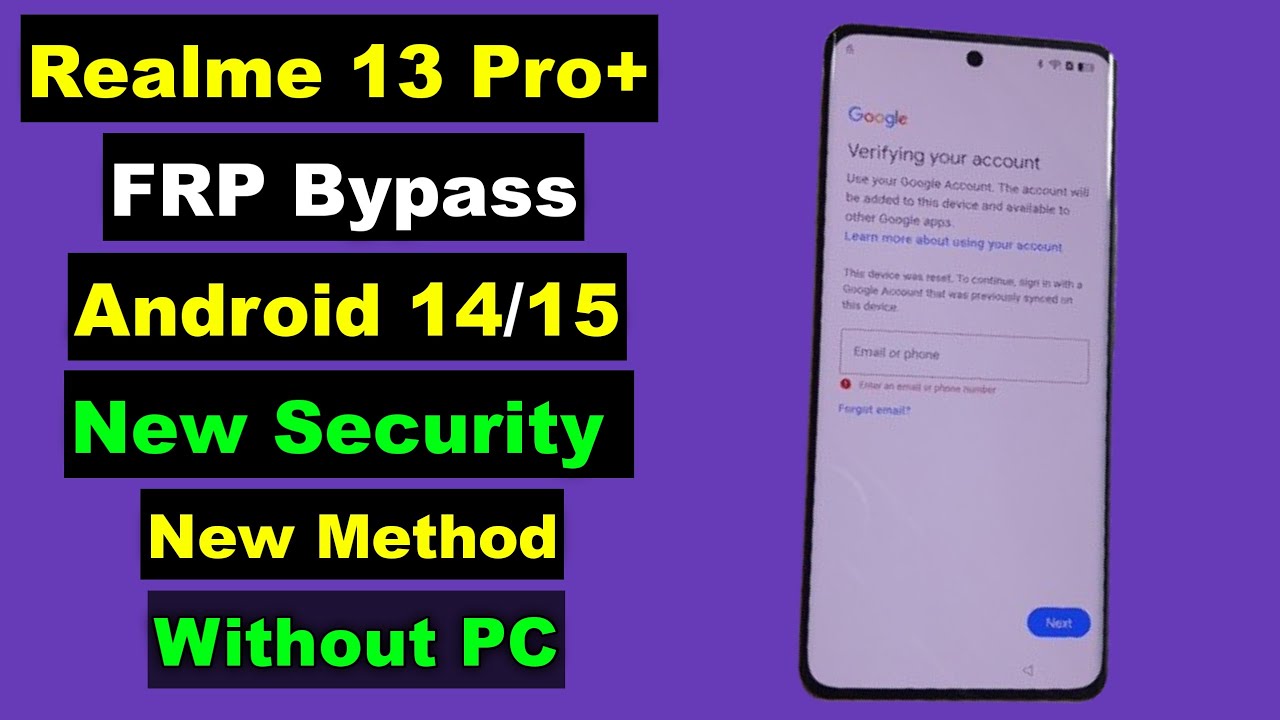 Realme 13 Pro Plus FRP Bypass Android 14/15 Without PC | Realme 13 Pro Plus Google Account Unlock