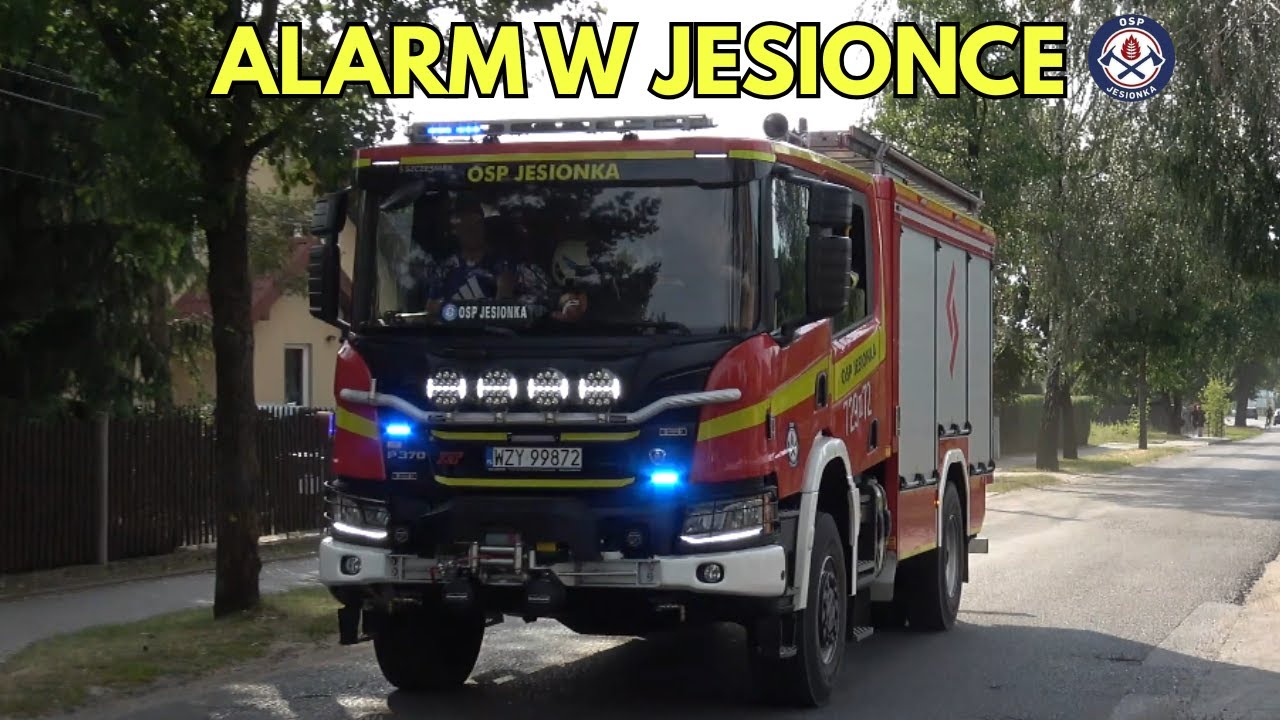 SYRENA ZAWYŁA NA SESJI! Alarmowanie i wyjazd GBA Scania z OSP Jesionka i dynamiczny przejazd!