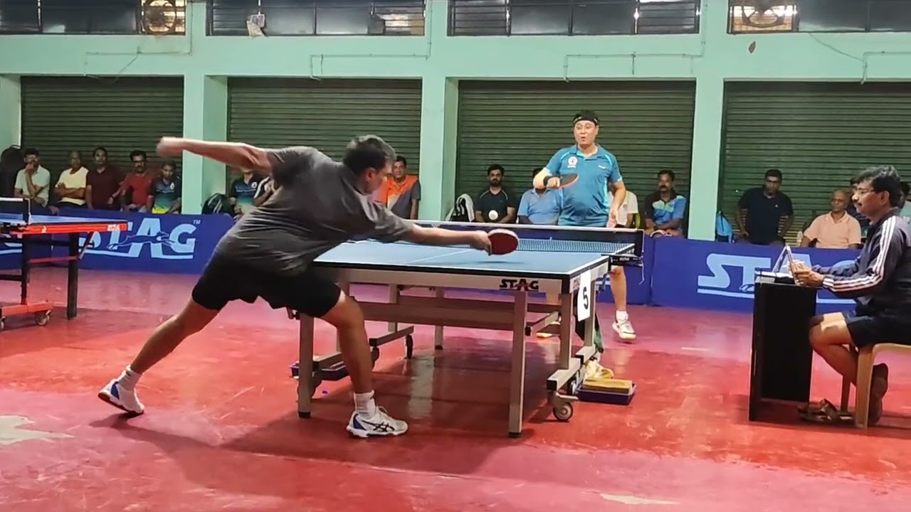 table tennis final match 59+ group Dr jitendra taori vs Basab