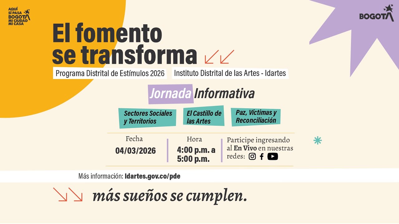 🔴  Convocatorias para Sectores Sociales, Castillo de las Artes y Paz, Víctimas y Reconciliación