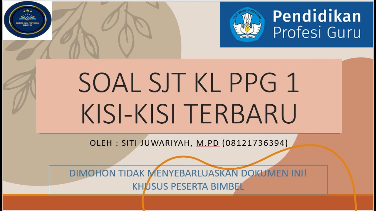 TIPS DAN TRIK SOAL SJT PPG PILOTING TAHUN 2024