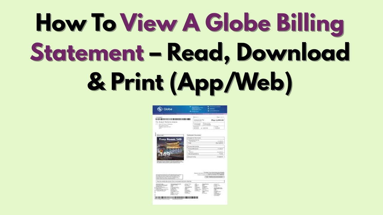 Как просмотреть выписку по счету Globe Billing &mdash; прочитать, скачать и распечатать (приложение/веб...