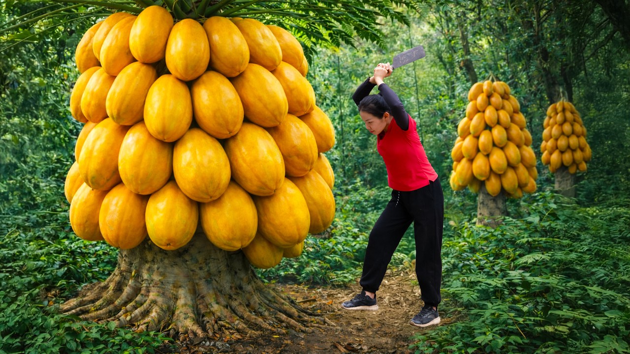 Harvesting Giant Papayas in the Lowlands & Selling at the Rural Market | Simple Rural Girl Life