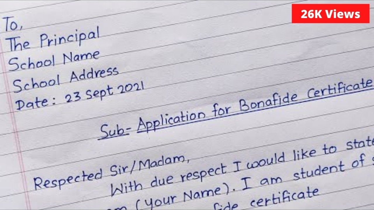 Application for Bonafide Certificate | Application to Principle for Bonafide Certificate