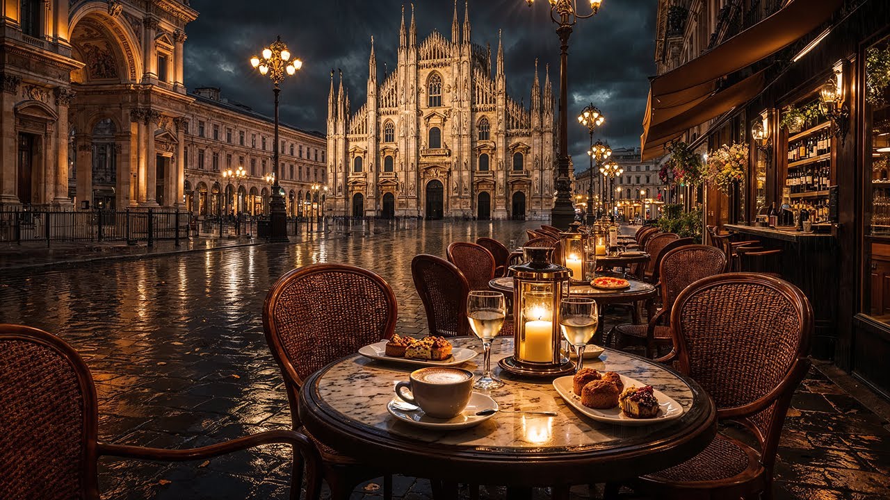 Night Jazz at a Milan Outdoor Caf&eacute; ☕ Smooth Jazz Music for Focus, Study & Calm Ambience