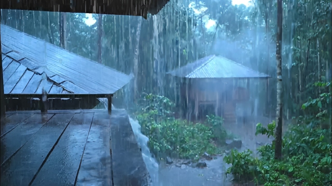 Rainstorm in Wooden Cabin | Realistic Forest Rain Ambience for Sleeping & Stress Relief