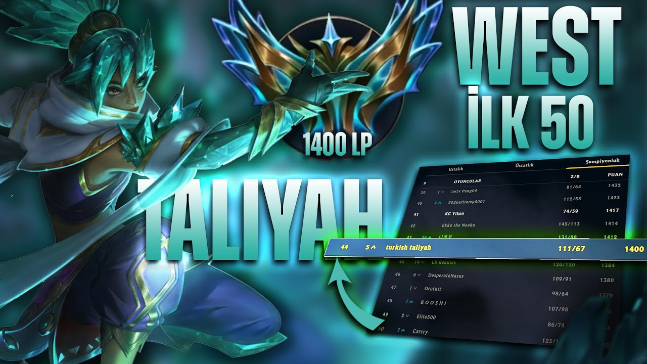 EUW 1400 LP OLDUK İLK 50!!! YÜKSEK ELO ÖĞRETİCİ TALİYAH GAMEPLAY