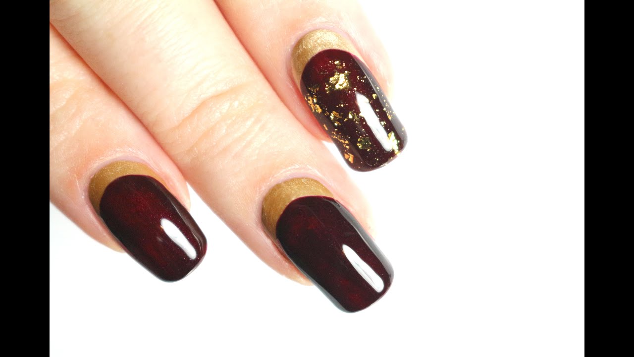 Nail-art de fêtes à la feuille d'or