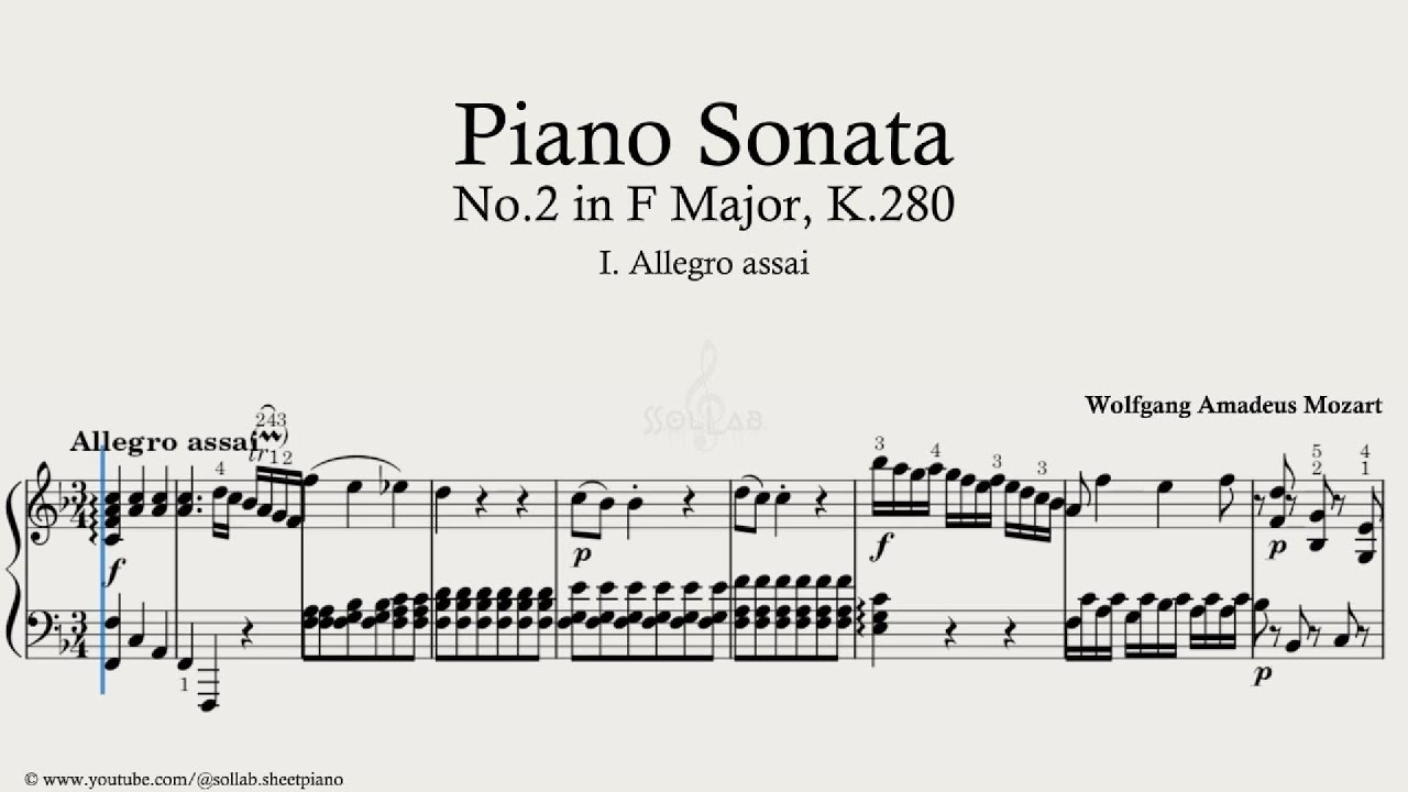 Mozart - Piano Sonata No.2 in F Major, K.280 – I. Allegro assai | Piano Sheet Music + Tutorial