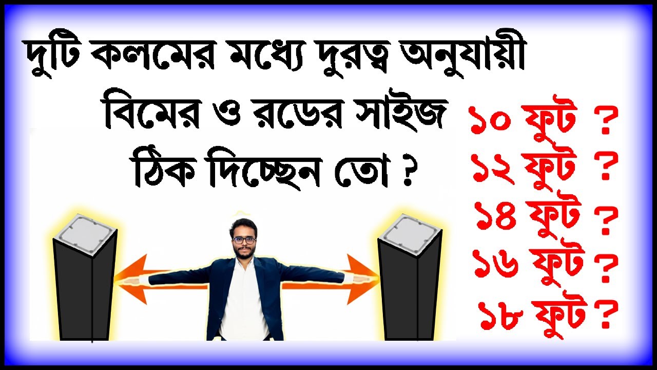 বিভিন্ন সাইজের RCC বিম । কোথায় কোনটা হবে ? কত সাইজের রড দিতে হবে ? #rccbeam #beamsize