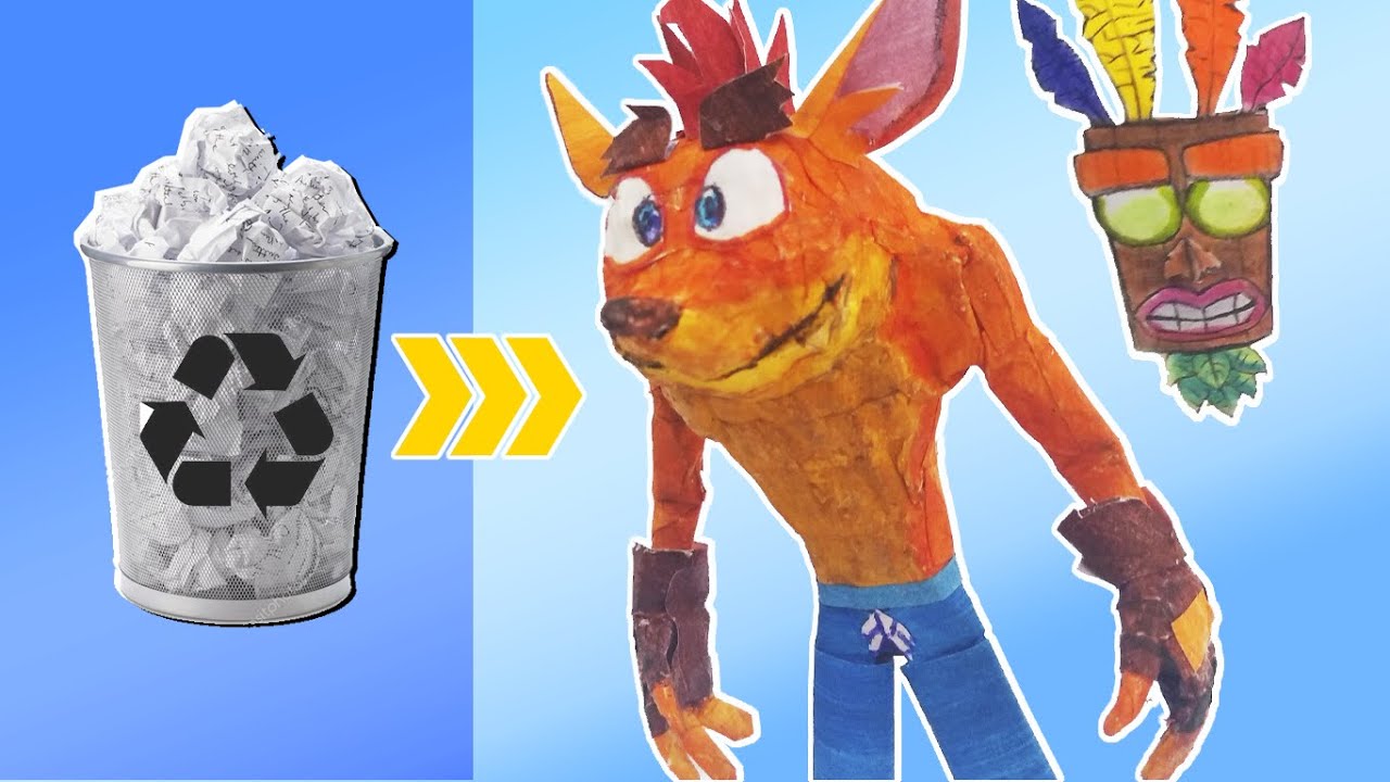 DE PAPEL! FIZ UM UM CRASH BANDICOOT COM LIXO! + Máscara Aku Aku! (Crash 4: It's About Time)