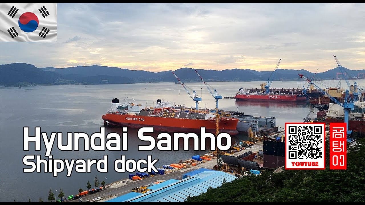 [4K] Hyundai Samho Shipyard dock Mokpo in Korea