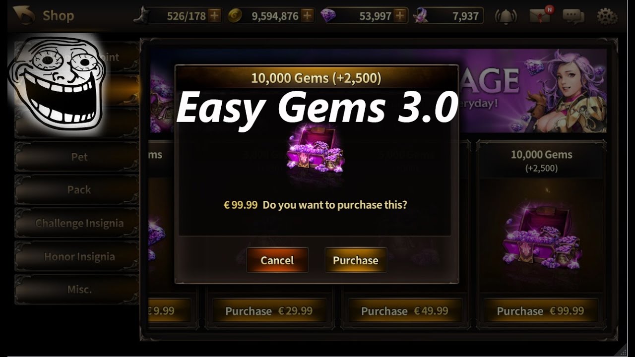 HIT : Heroes of Incredible Tales How to get Gem 3.0 ( Hit 54k Gems )
