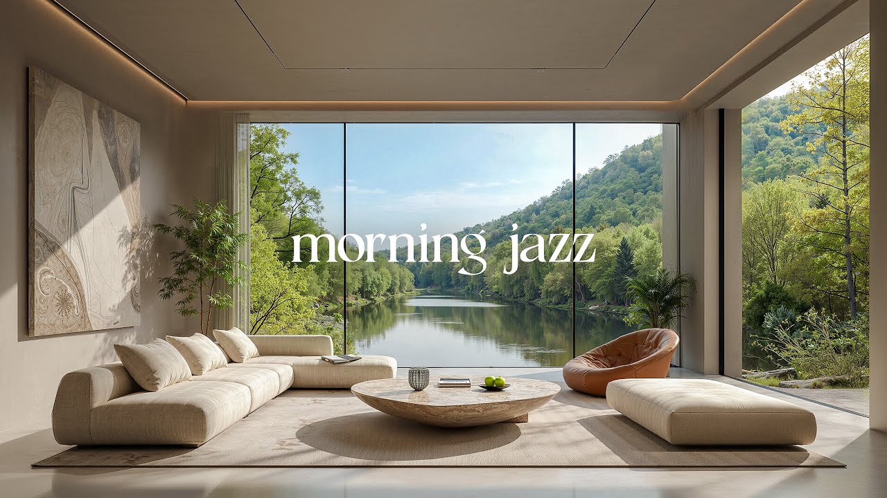 Luxury Forest Villa Morning Jazz Ambience 4K 🌿 Elegant Smooth Jazz in a Modern Nature Retreat