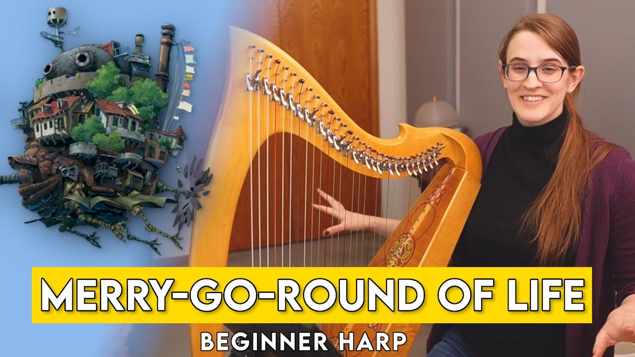 Learn Merry-Go-Round of Life on Harp (Beginner Harp Tutorial)
