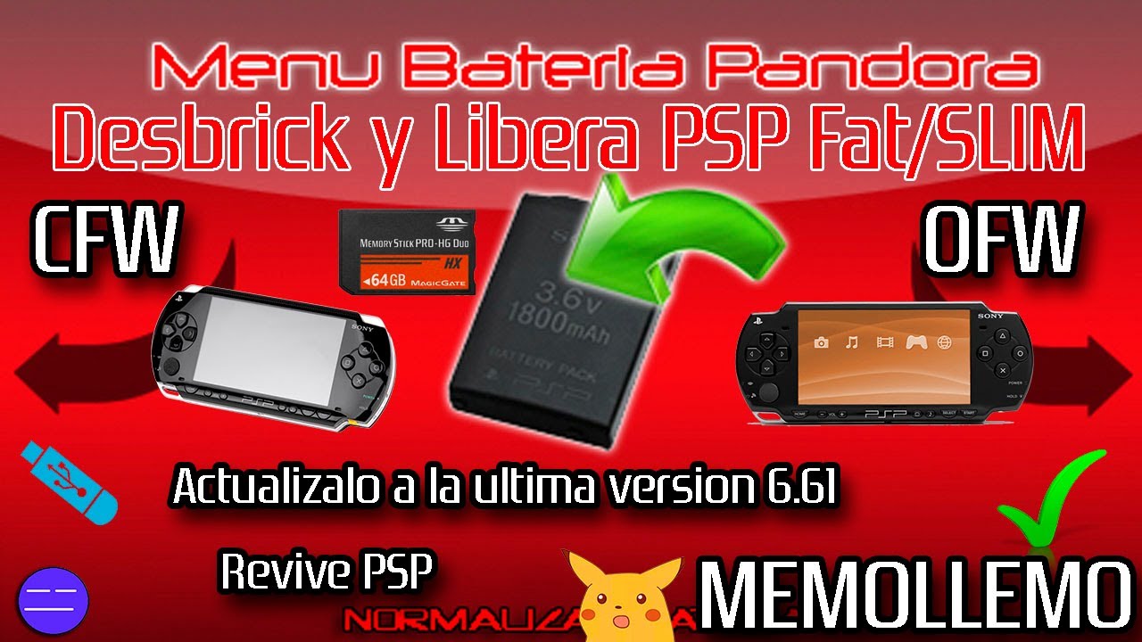 Desbrickear PSP Fat - Slim 1000/2000  | Bateria Pandora Liberar PSP |